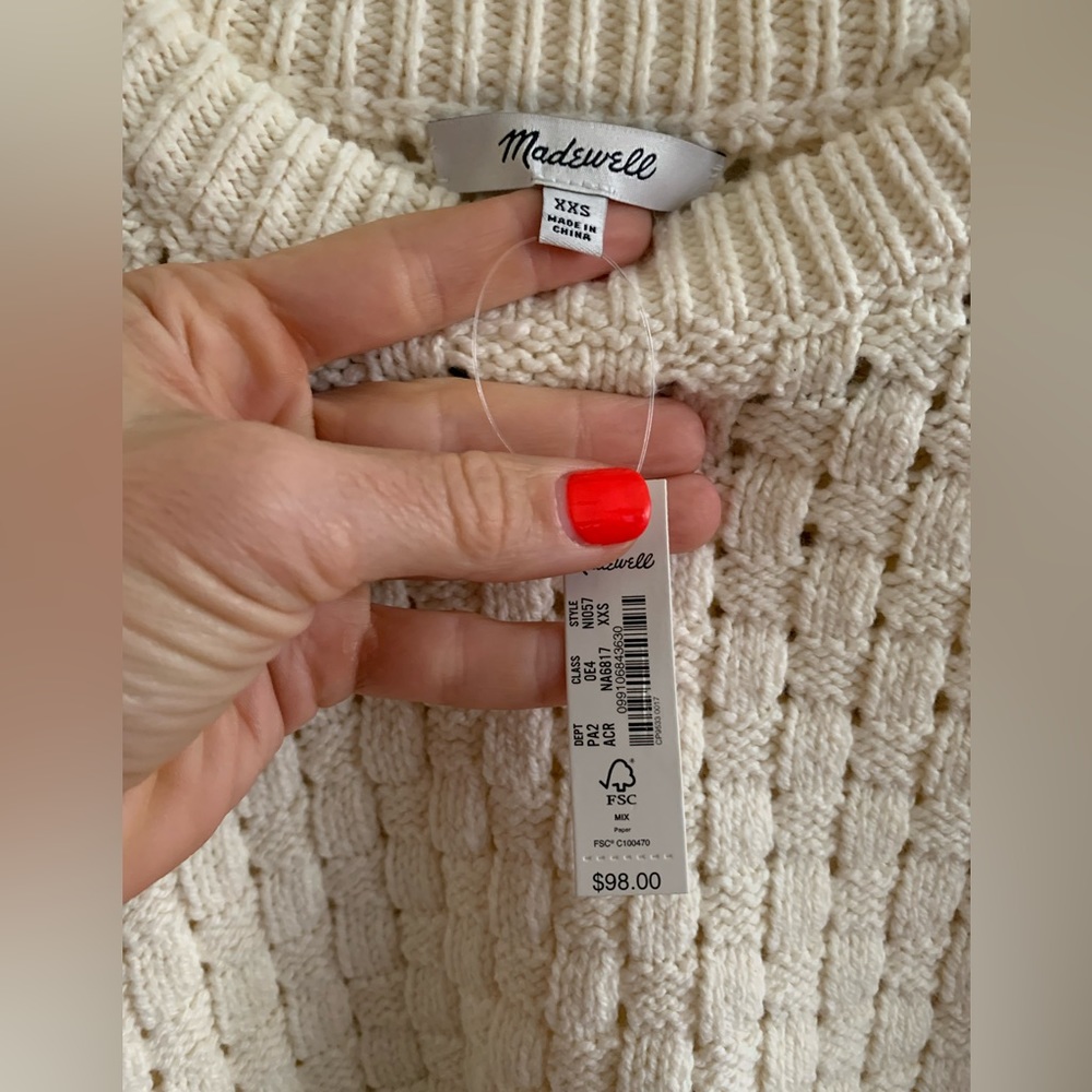 New Women’s Madewell White Sweater XXS.
